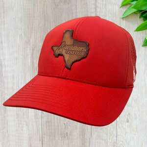 Wildhorse Golf Club Staff Hat Red Performance Strapback Texas Leather Patch